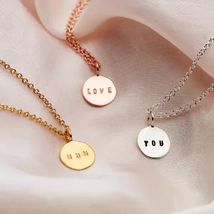 Personalised Mini Hammered Disc Necklace