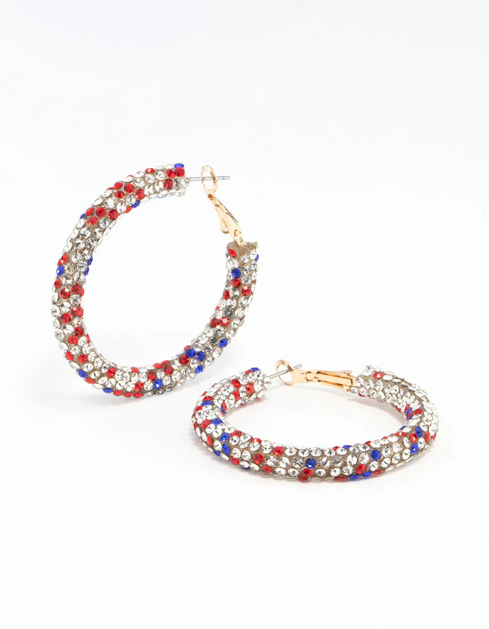 Plastic Medium Diamante Hoop Earrings