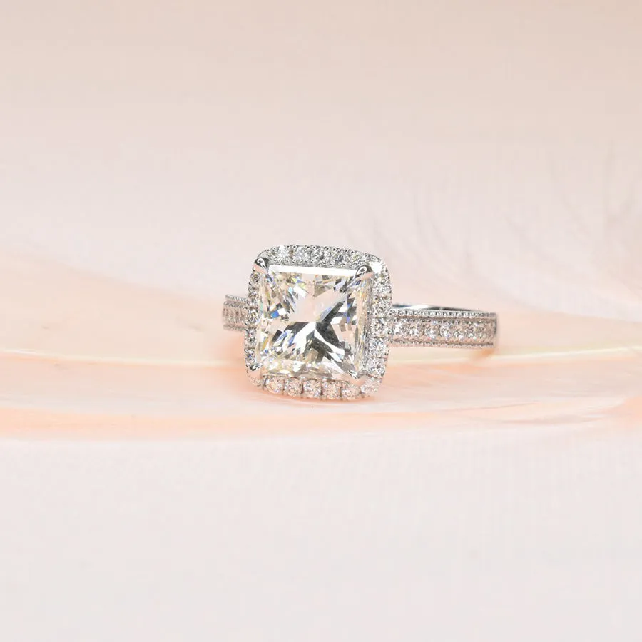 Princess Cut Diamond Ring with Halo