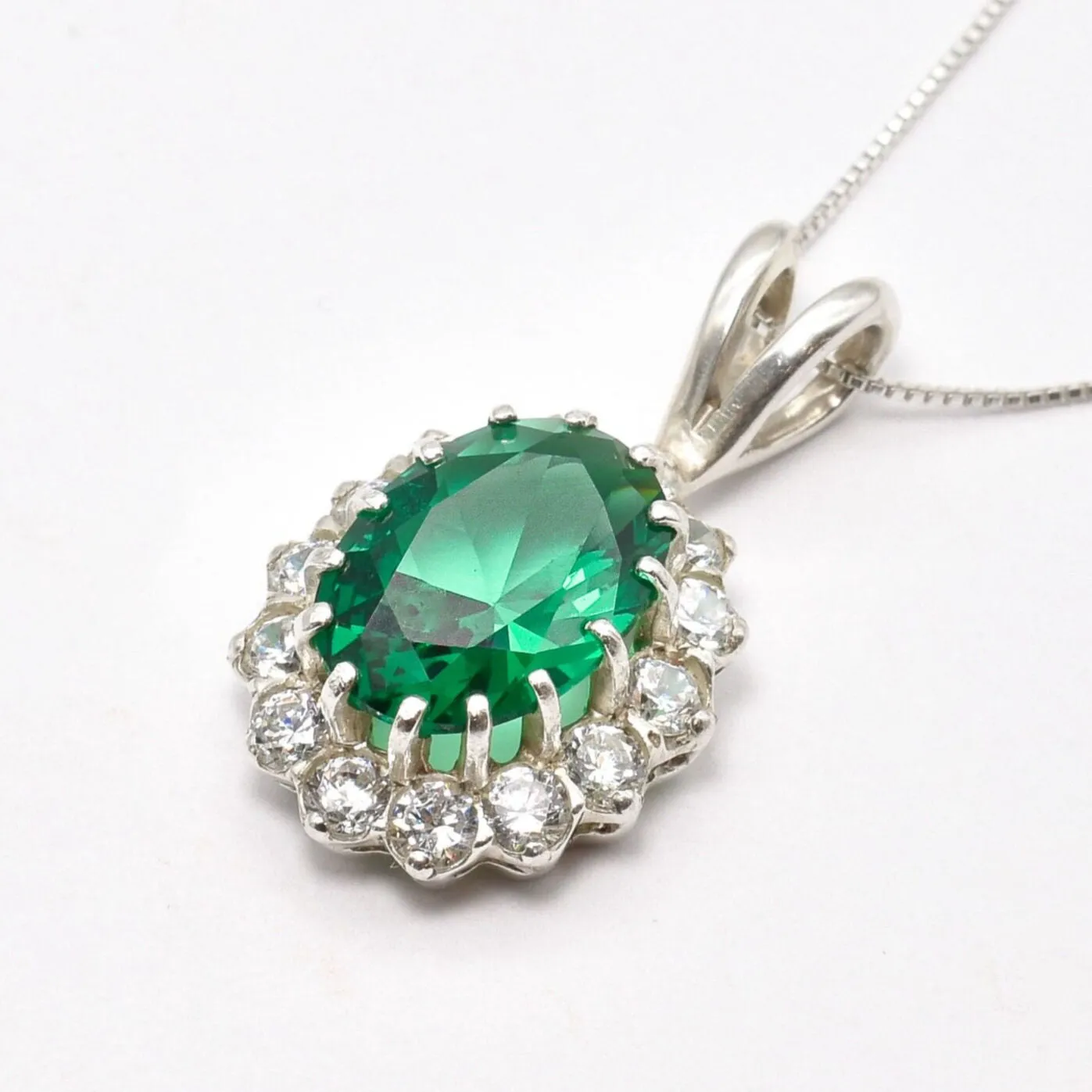 Princess Diana Necklace - Victorian Emerald Pendant - Green Vintage Pendant