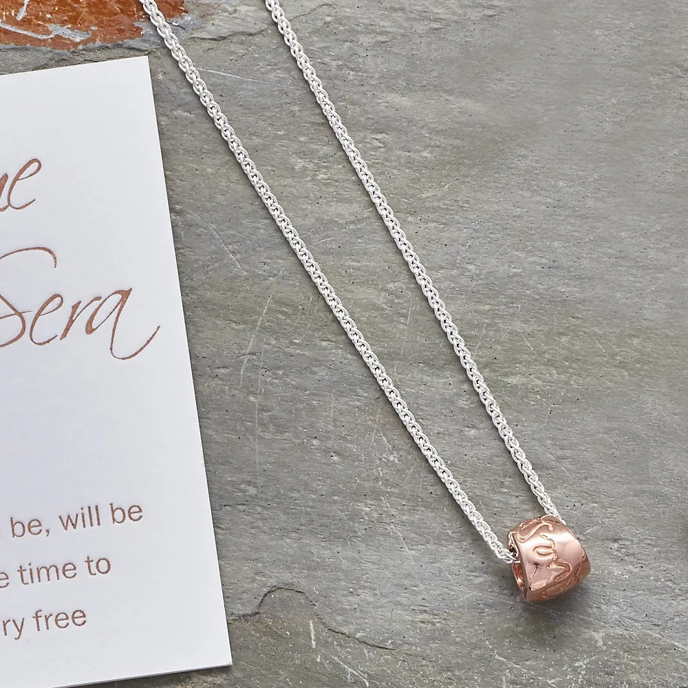 Que Sera Silver & Solid Rose Gold Necklace