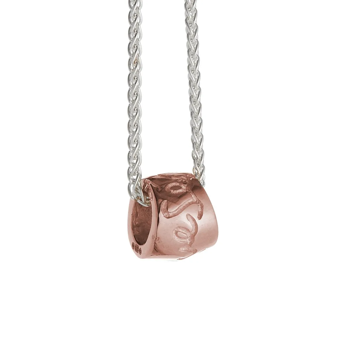 Que Sera Silver & Solid Rose Gold Necklace