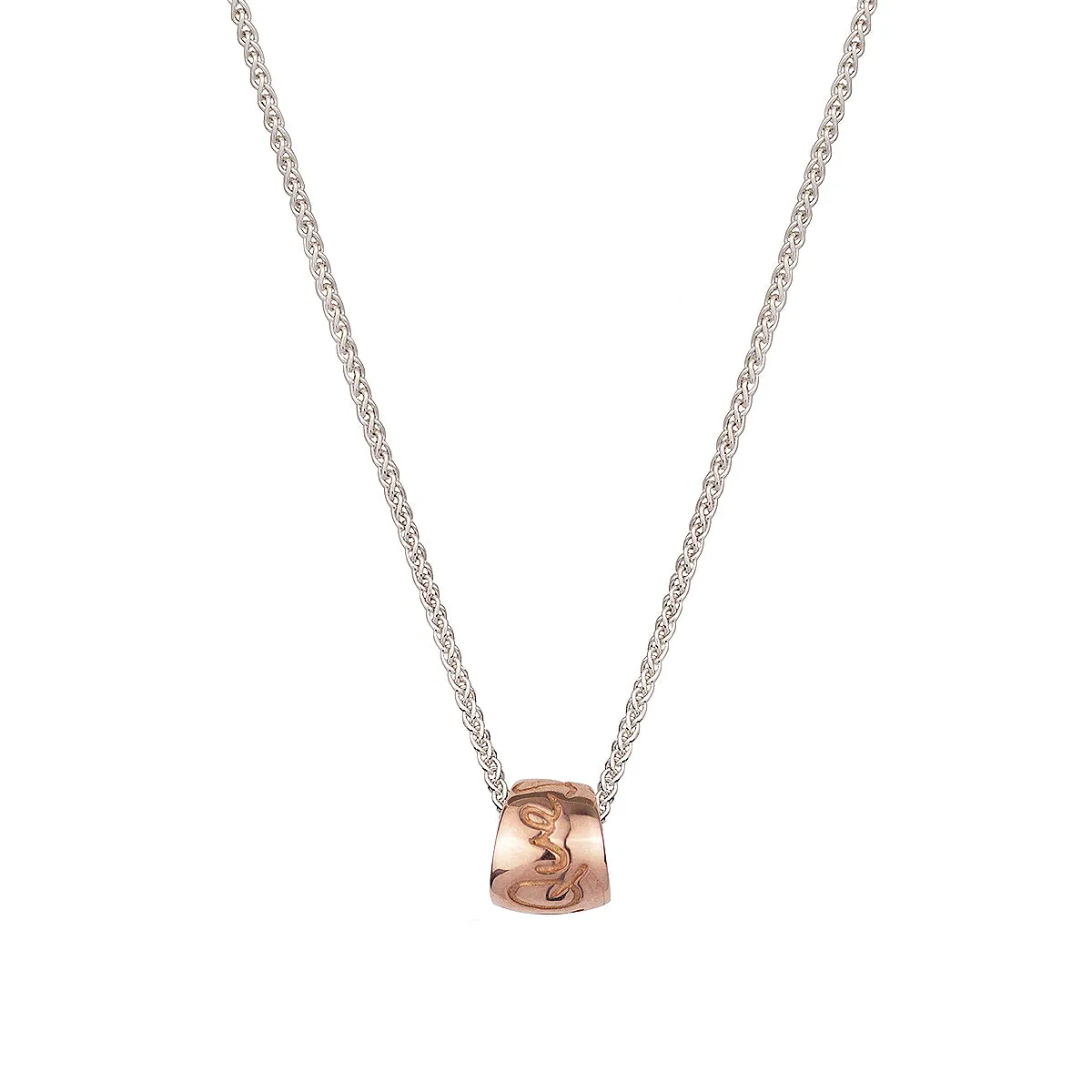 Que Sera Silver & Solid Rose Gold Necklace