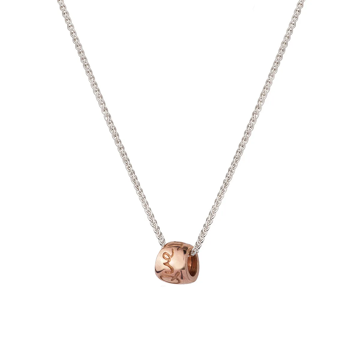 Que Sera Silver & Solid Rose Gold Necklace