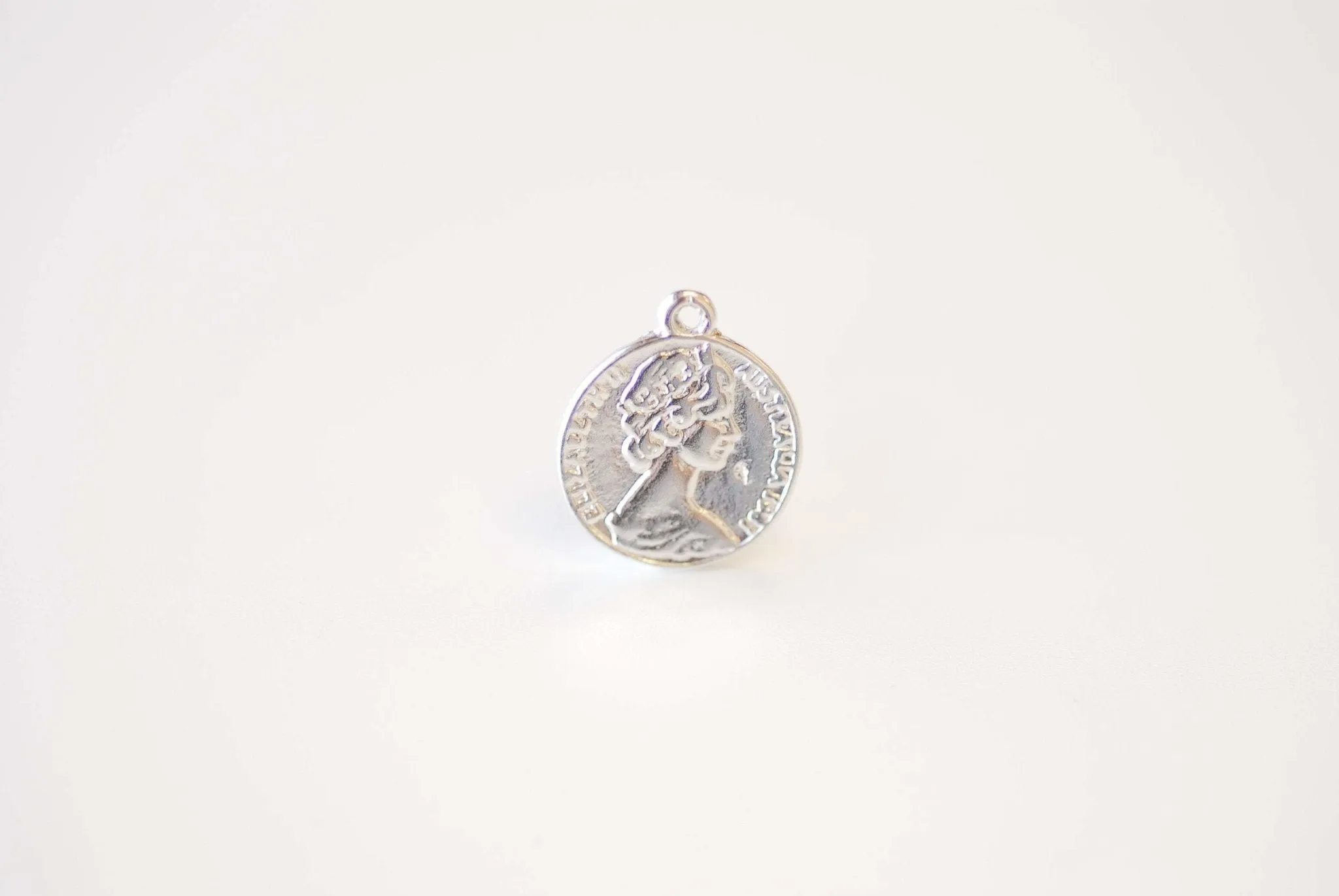 Queen Elizabeth Coin Pendant- 18k gold plated over 925 sterling silver, English Coin, Medallion Pendants, One Pound, 1967 Coin, 492