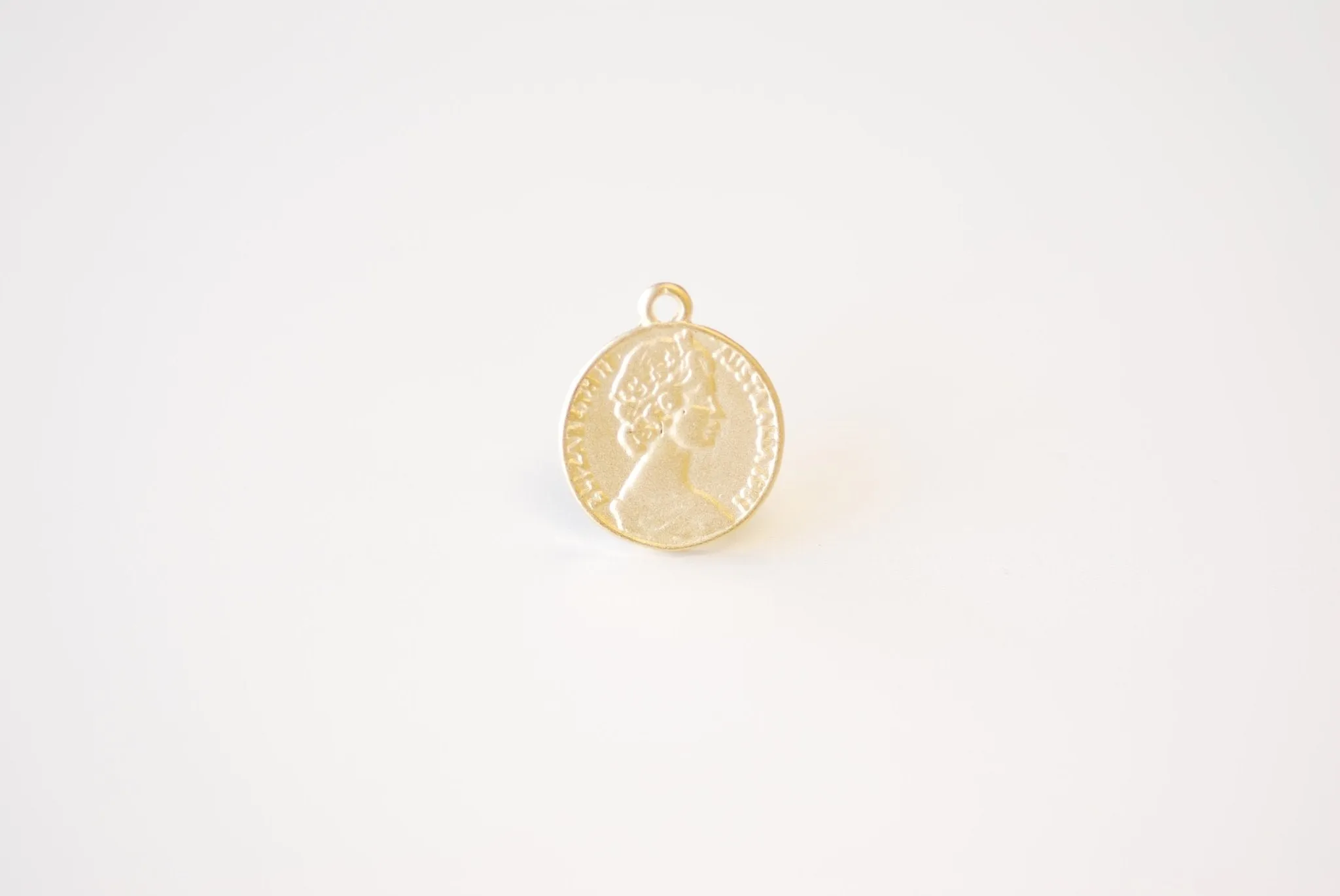 Queen Elizabeth Coin Pendant- 18k gold plated over 925 sterling silver, English Coin, Medallion Pendants, One Pound, 1967 Coin, 492