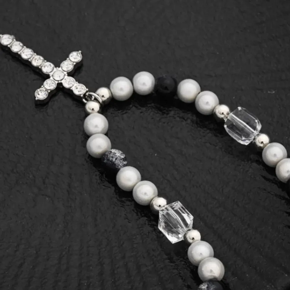 "American Reflective Pearl Cross" Necklaces