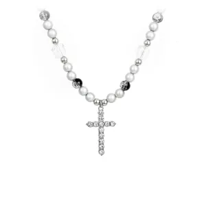 "American Reflective Pearl Cross" Necklaces