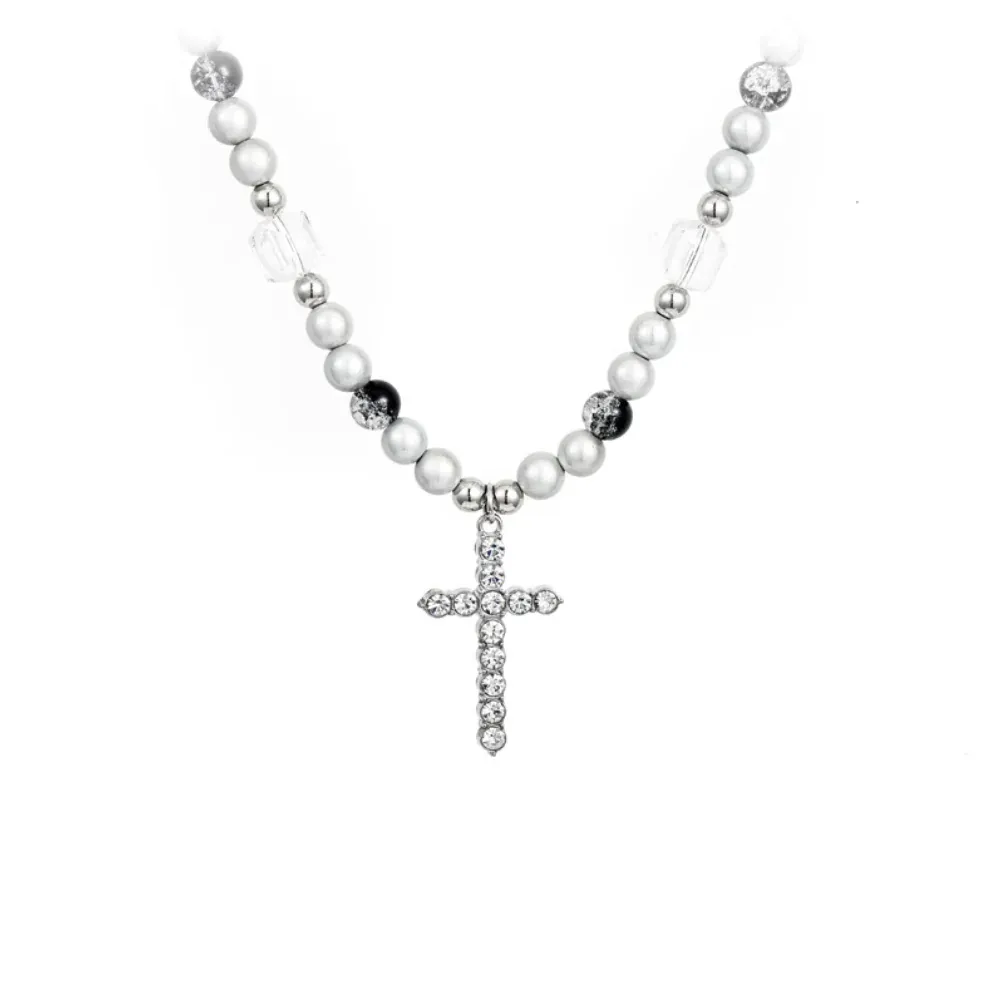 "American Reflective Pearl Cross" Necklaces