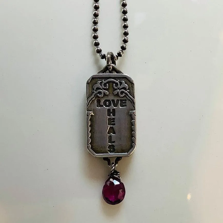 "Love Heals" Sterling Necklace (more stones avail.)