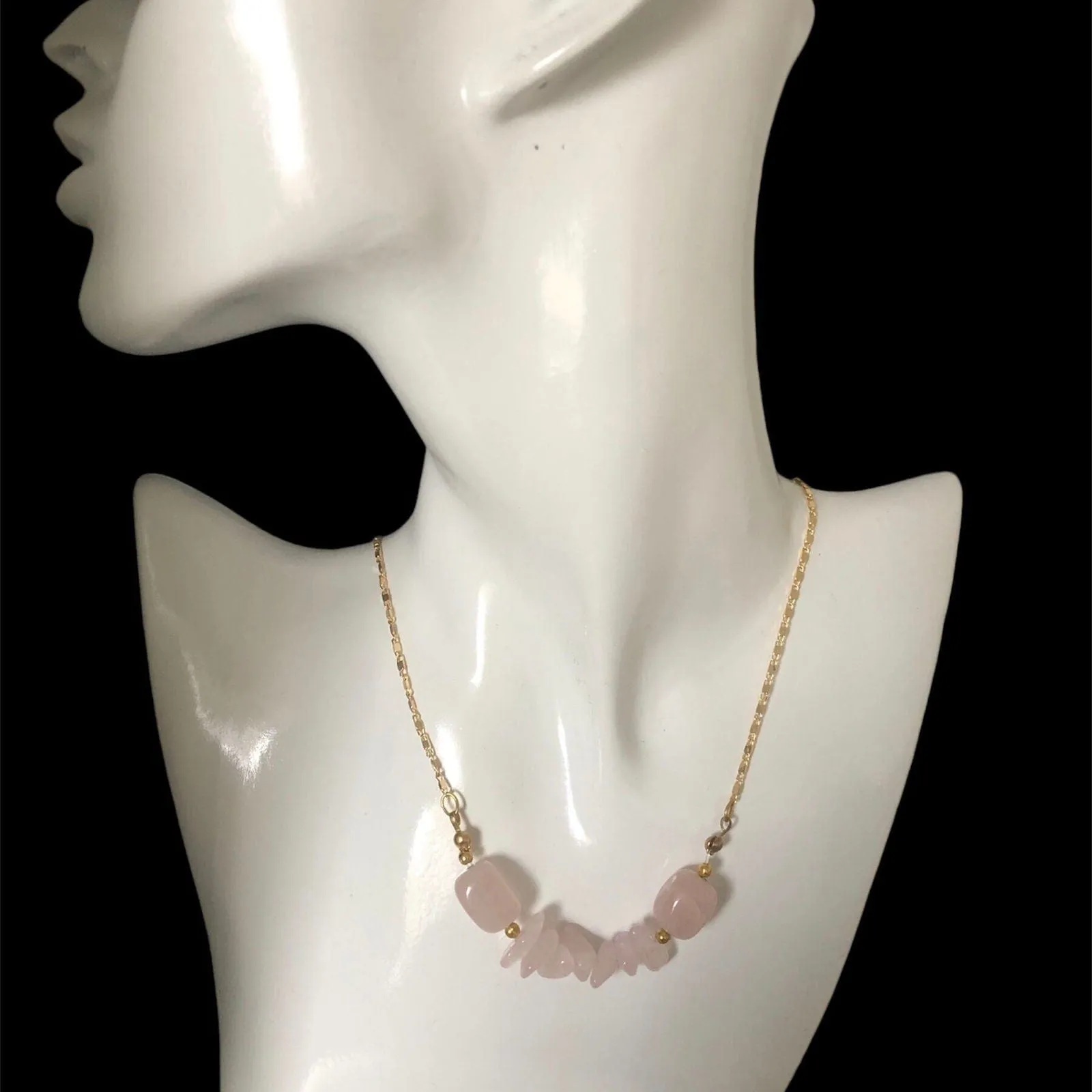 Rose Quartz Gold Plated Necklace