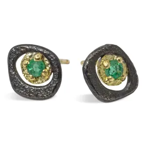 SALE! Emerald Pebble Stud Earrings by Rona Fisher