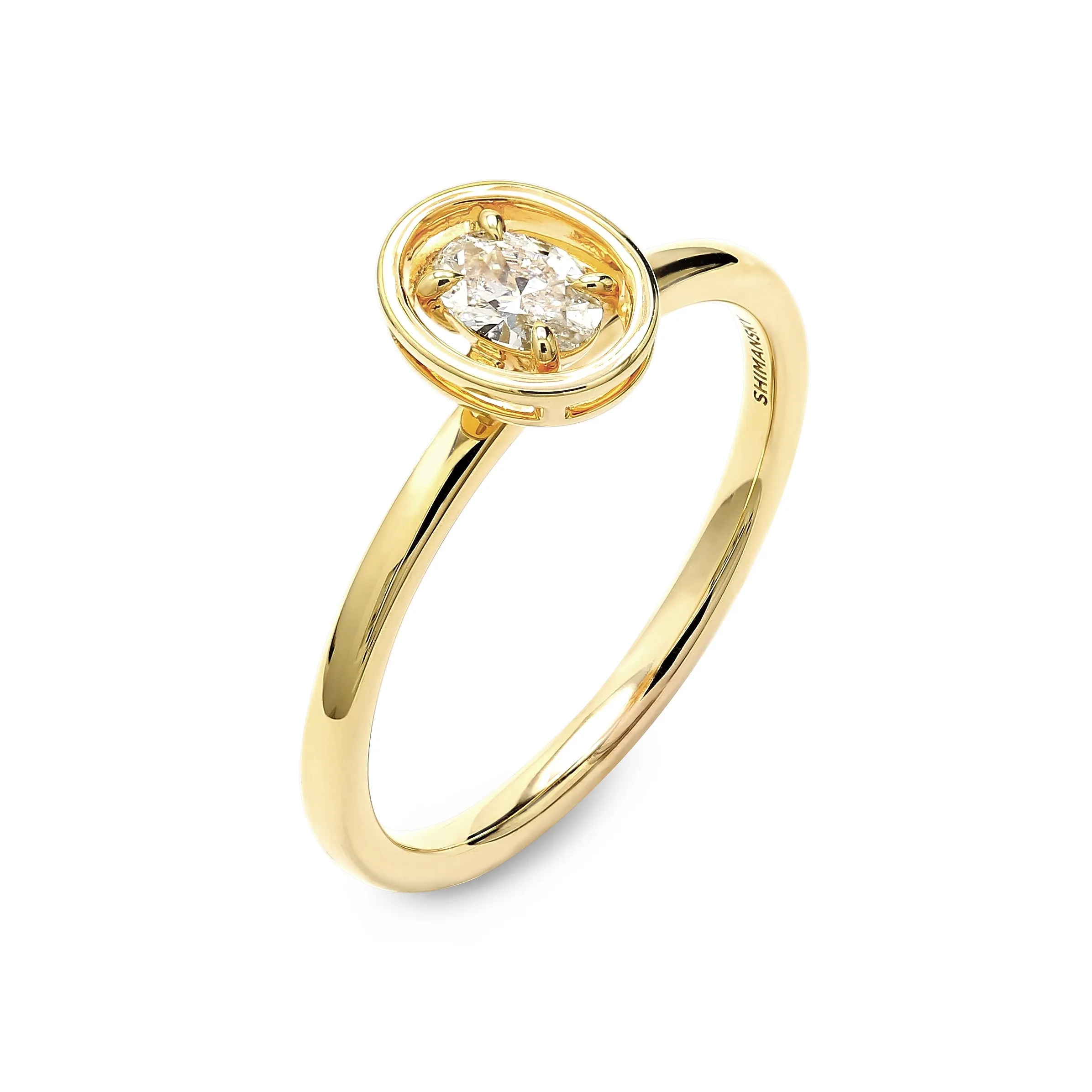 Saturn Oval Diamond Solitaire Ring