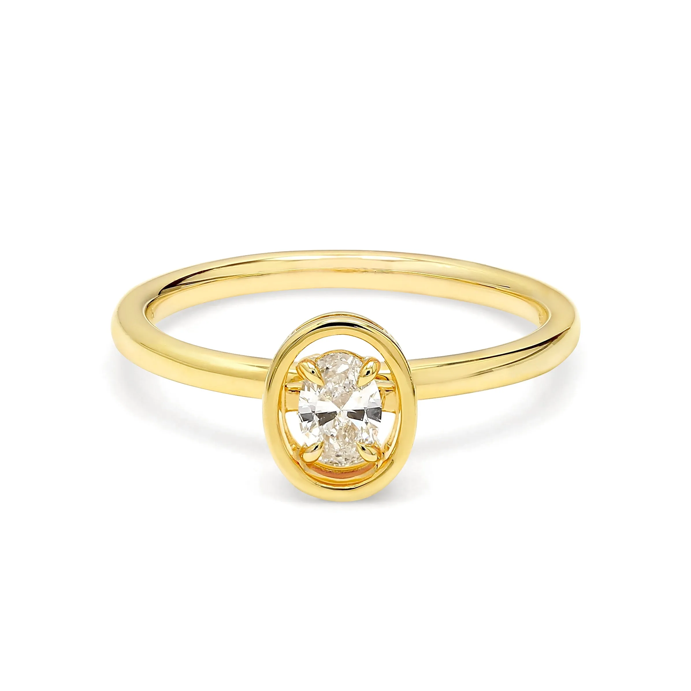 Saturn Oval Diamond Solitaire Ring