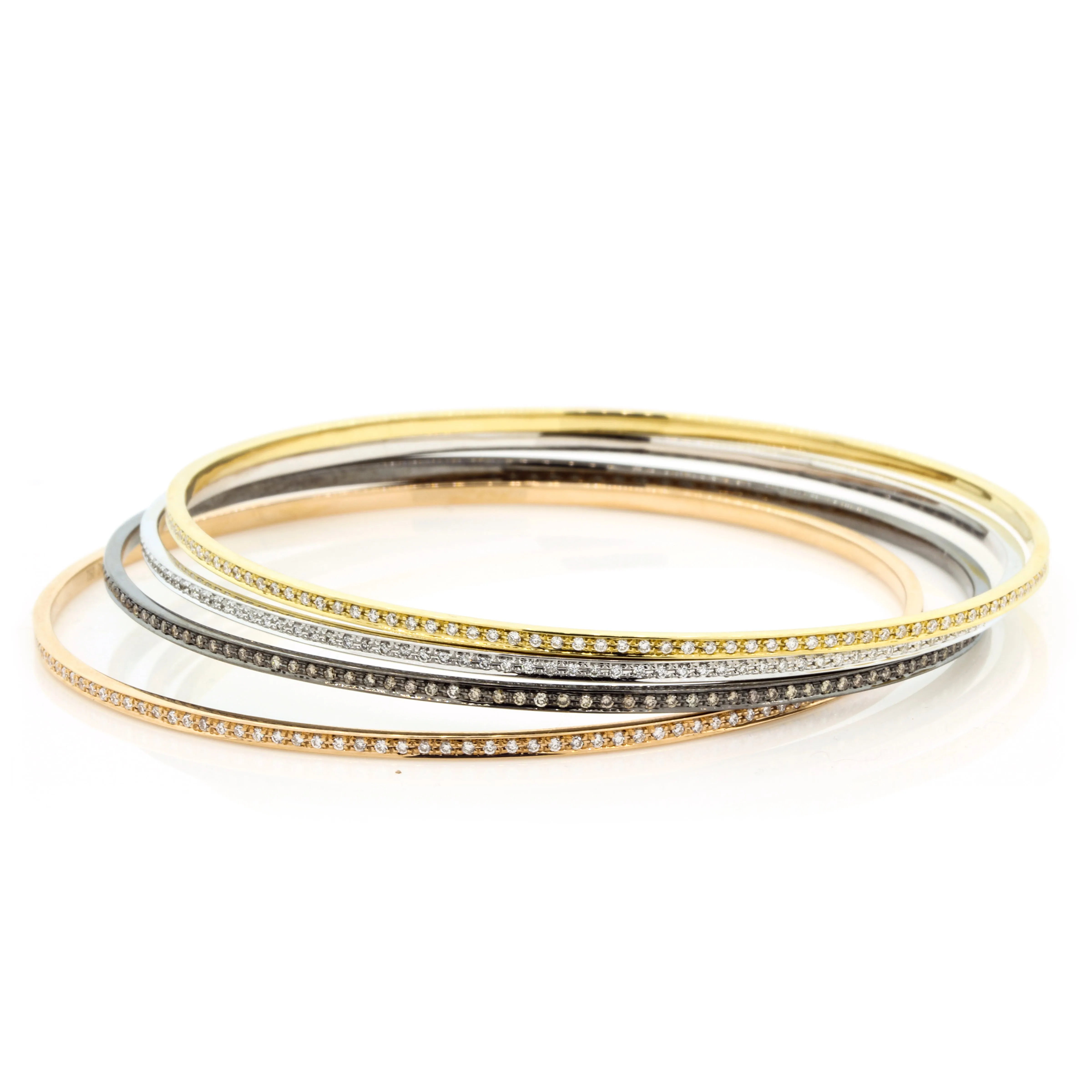 Set of 4 Diamond Bangle Bracelets