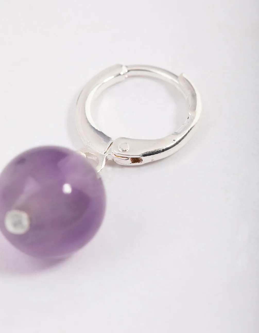 Silver Amethyst Mini Ball Earrings