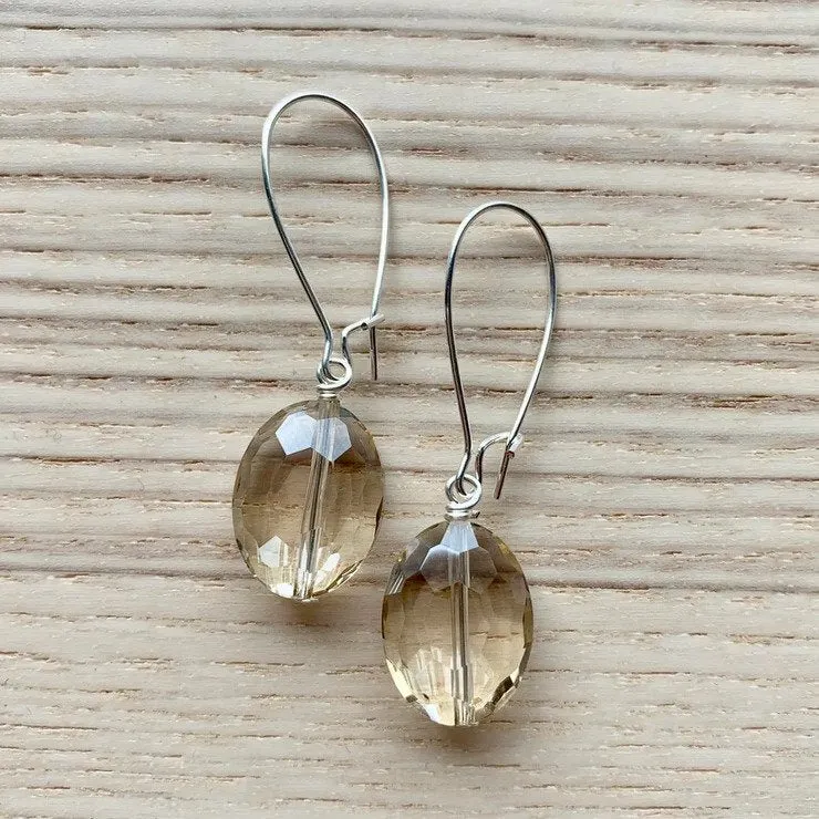 Silver Glass Short Drop Earrings