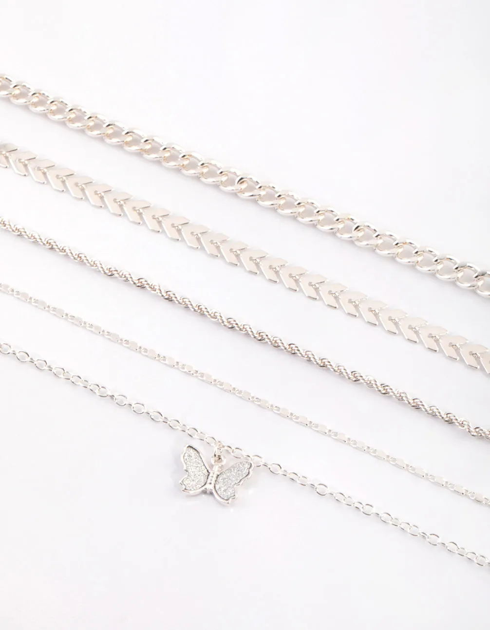 Silver Glitter Butterfly Choker