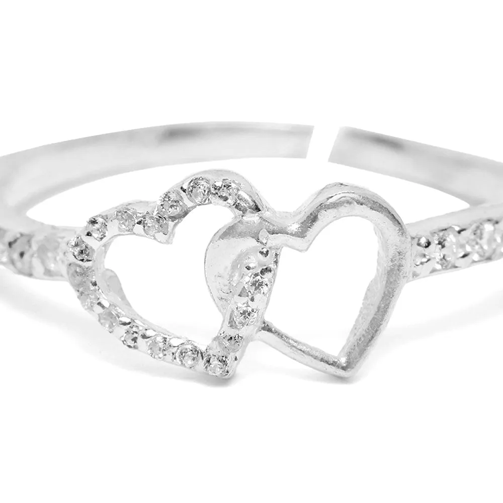 Silver Zircon Heart Ring