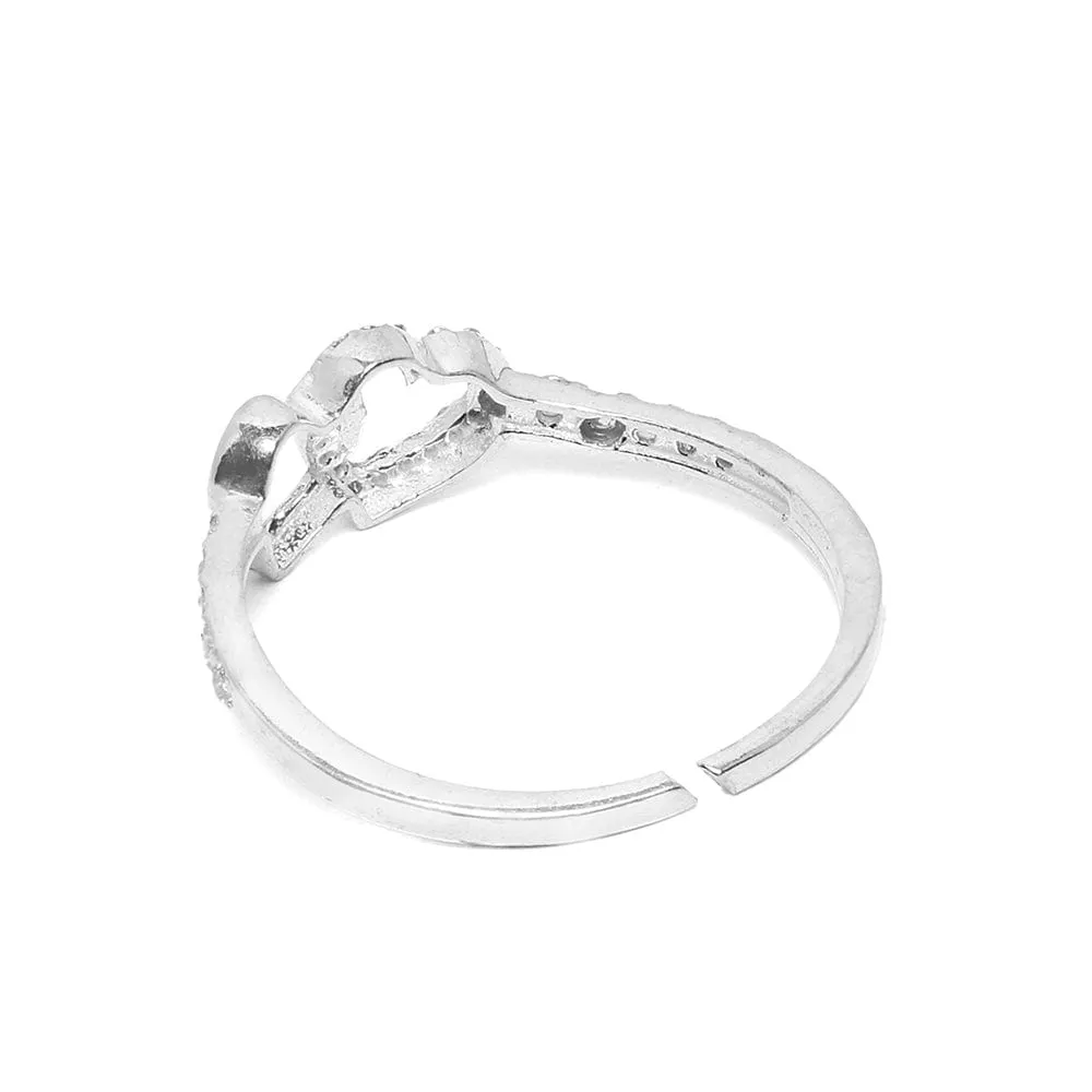 Silver Zircon Heart Ring