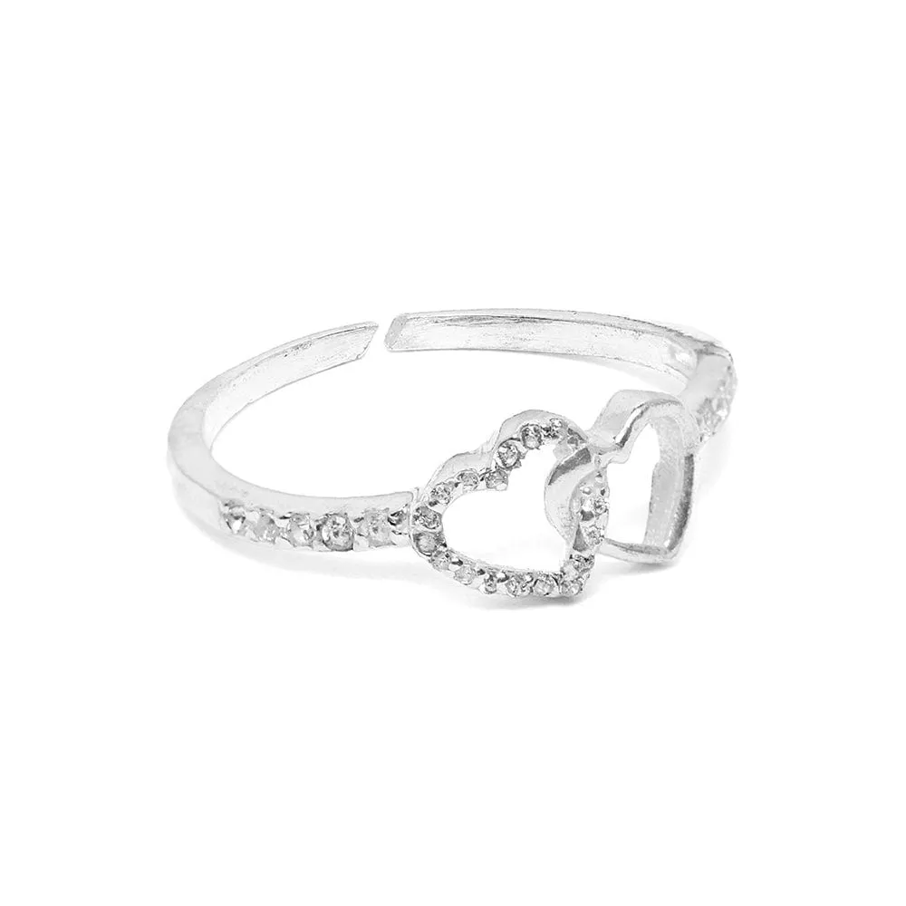 Silver Zircon Heart Ring