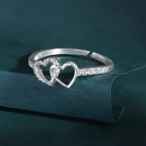 Silver Zircon Heart Ring