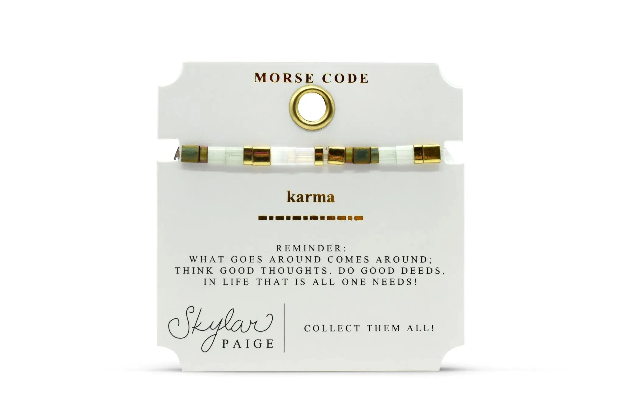 Skylar Paige KARMA Morse Code Tila Beaded Bracelet - Meditation Mint