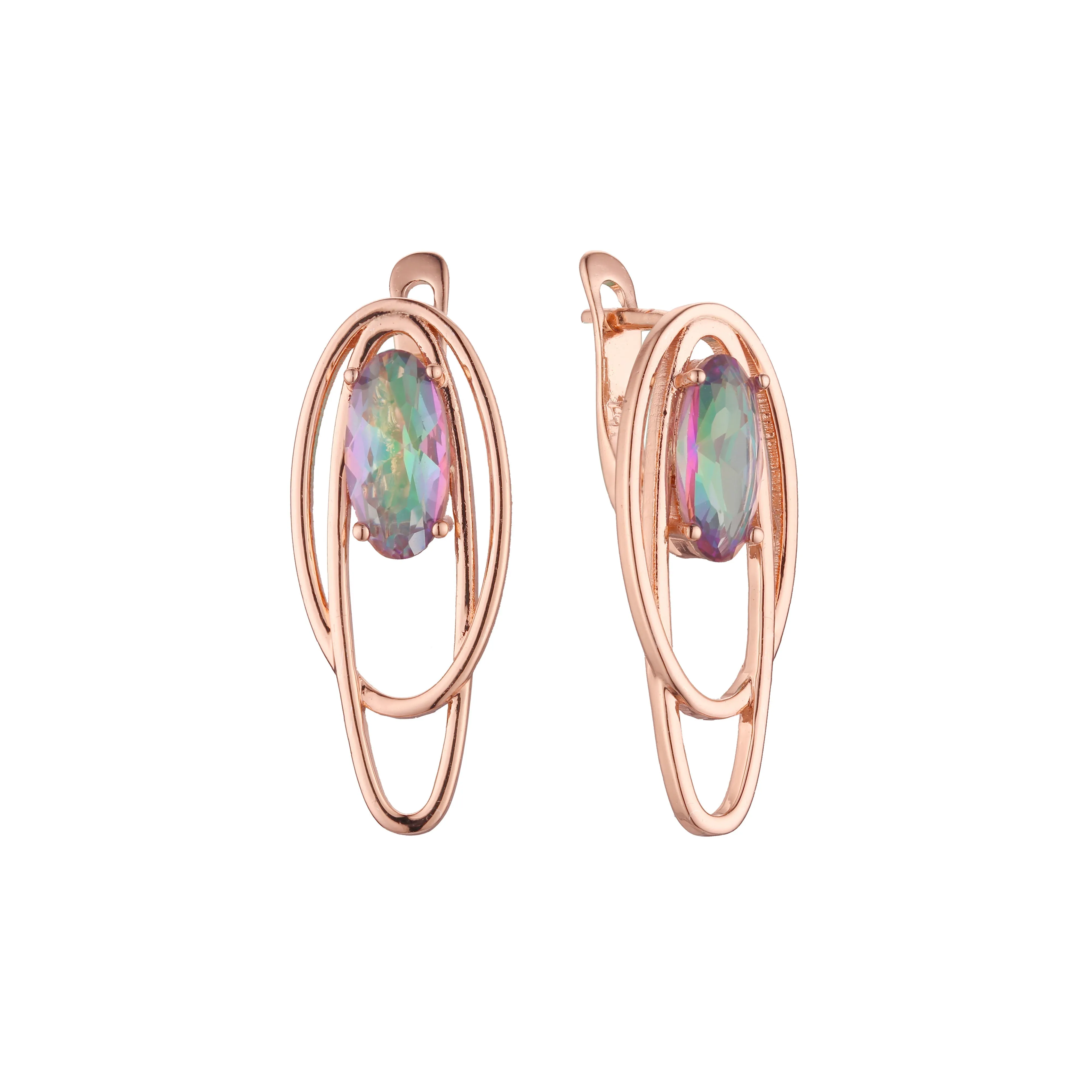 .Solitaire earrings in Rose Gold, two tone plating colors