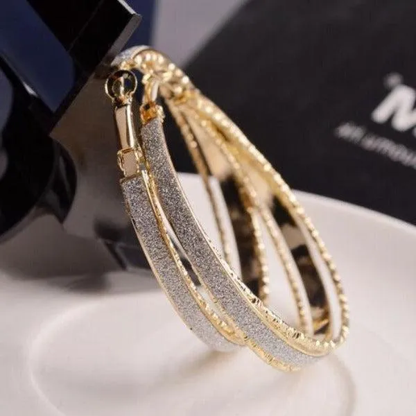 Sparkly Gold Tone Hoop Earrings