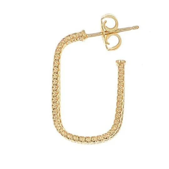 Sparkly, Oblong Hoop Earrings - Gold