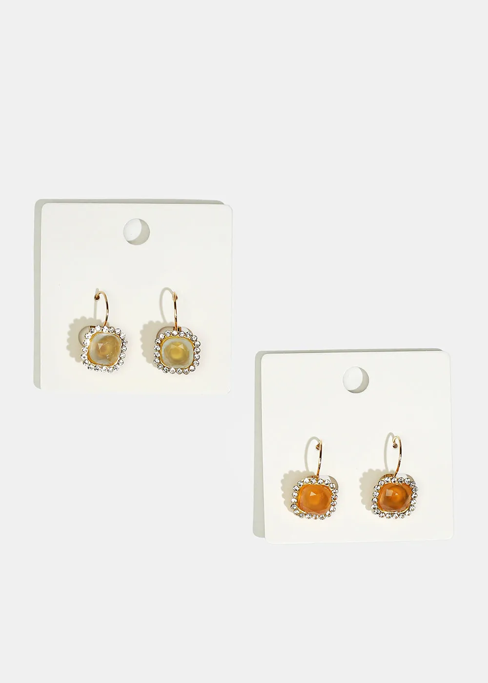 Square Gemstone Earrings