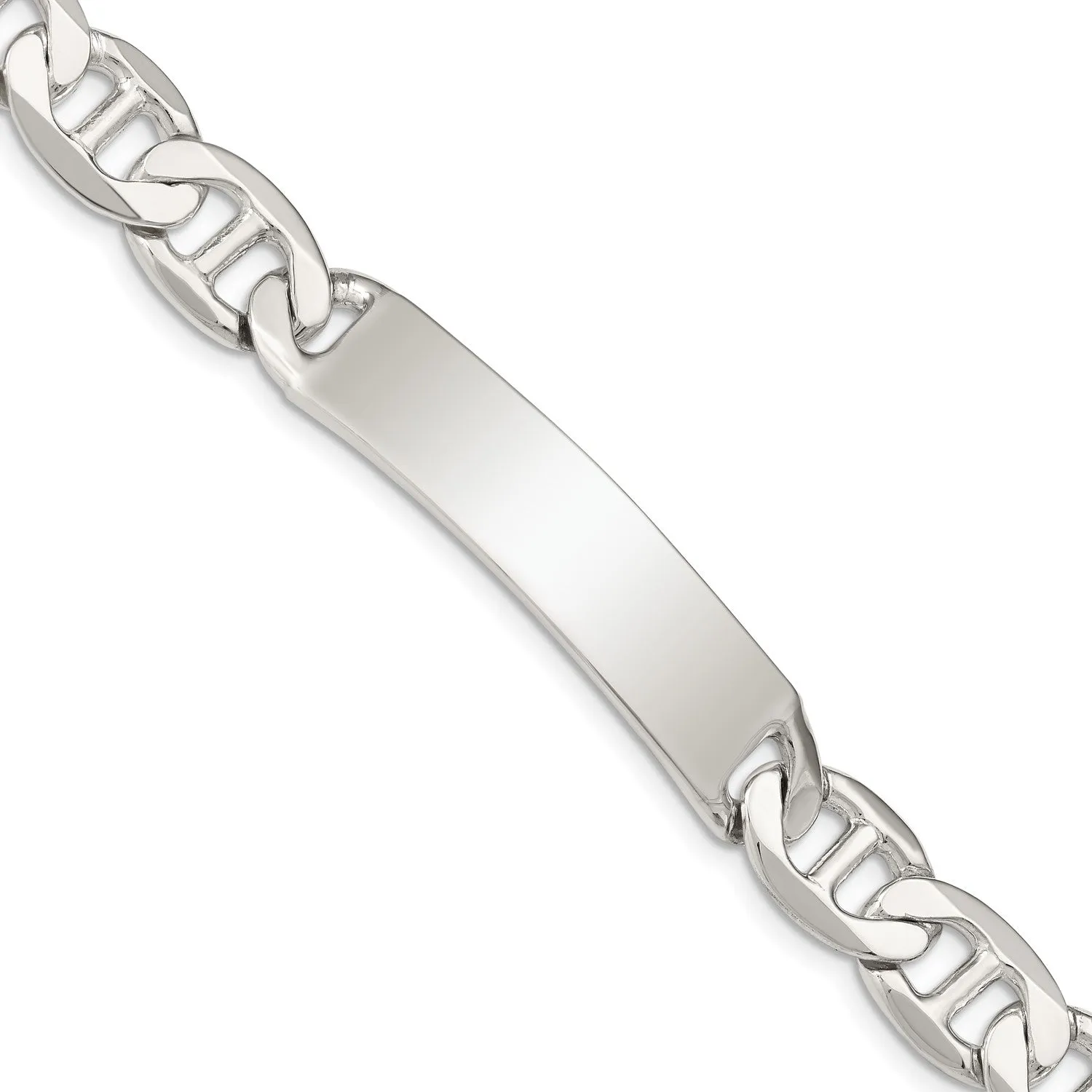 Sterling Silver 7.5-inch 10MM Lobster Clasp Anchor Link ID Bracelet