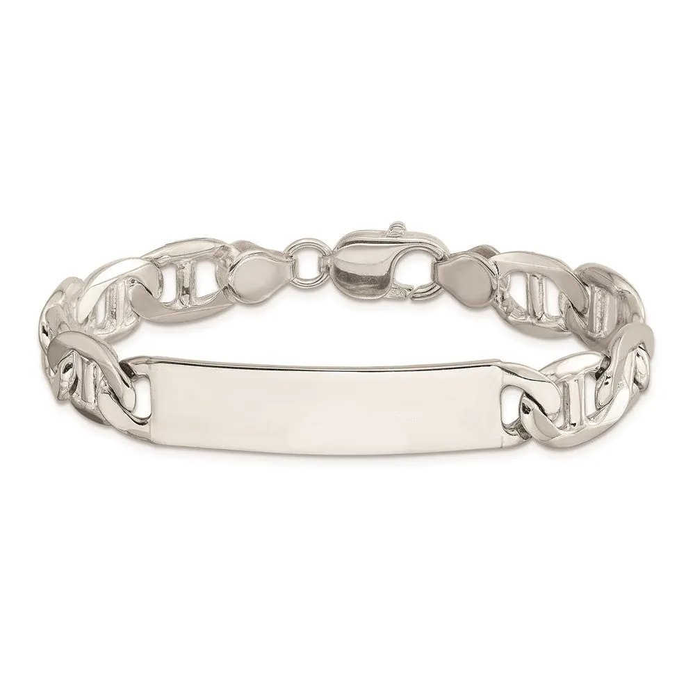 Sterling Silver 7.5-inch 10MM Lobster Clasp Anchor Link ID Bracelet