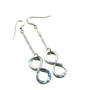 Sterling Silver Hammer Patterned Infinity Earrings