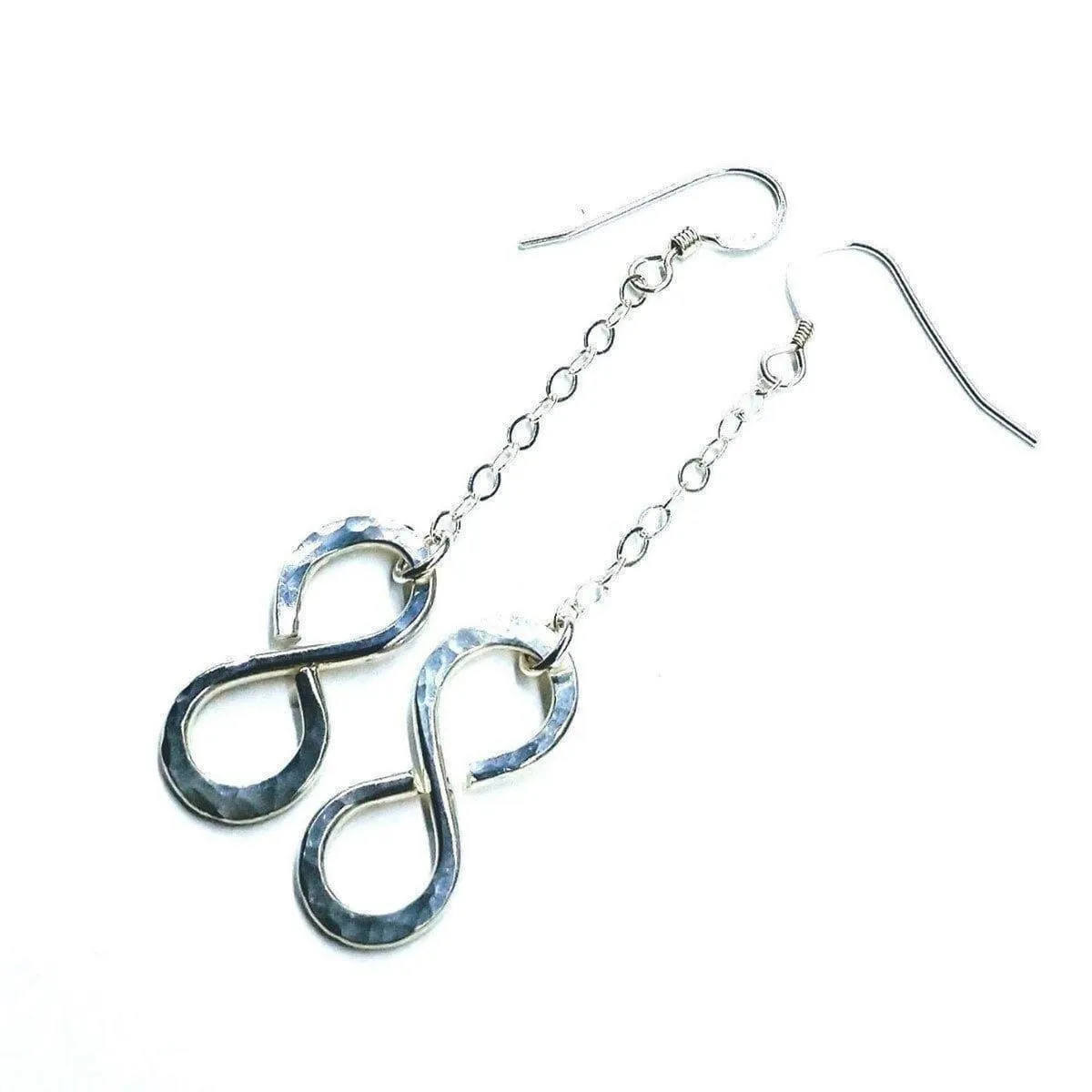 Sterling Silver Hammer Patterned Infinity Earrings