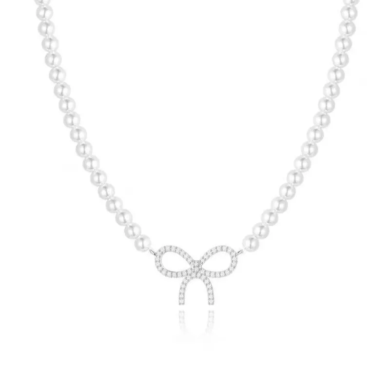 Sterling Silver Luxury Bow Necklaces