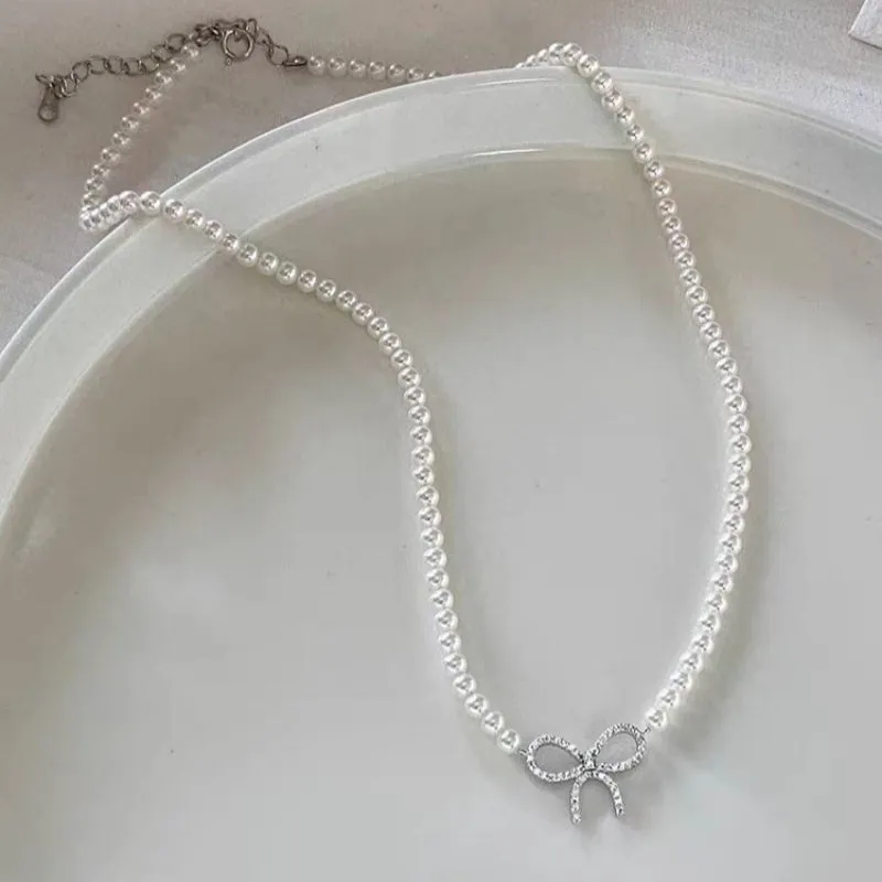 Sterling Silver Luxury Bow Necklaces