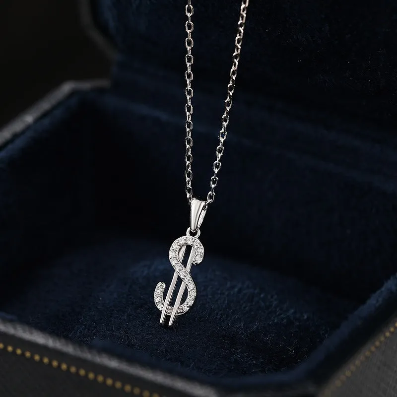 Sterling Silver Luxury Dollar Symbol Pendant Necklace