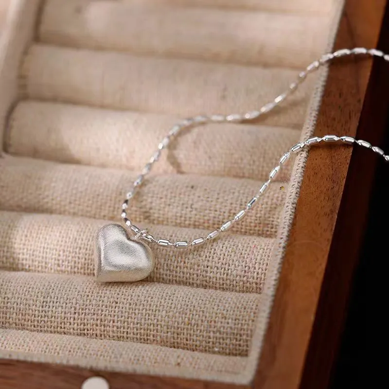 Sterling Silver Luxury Heart bean Necklaces