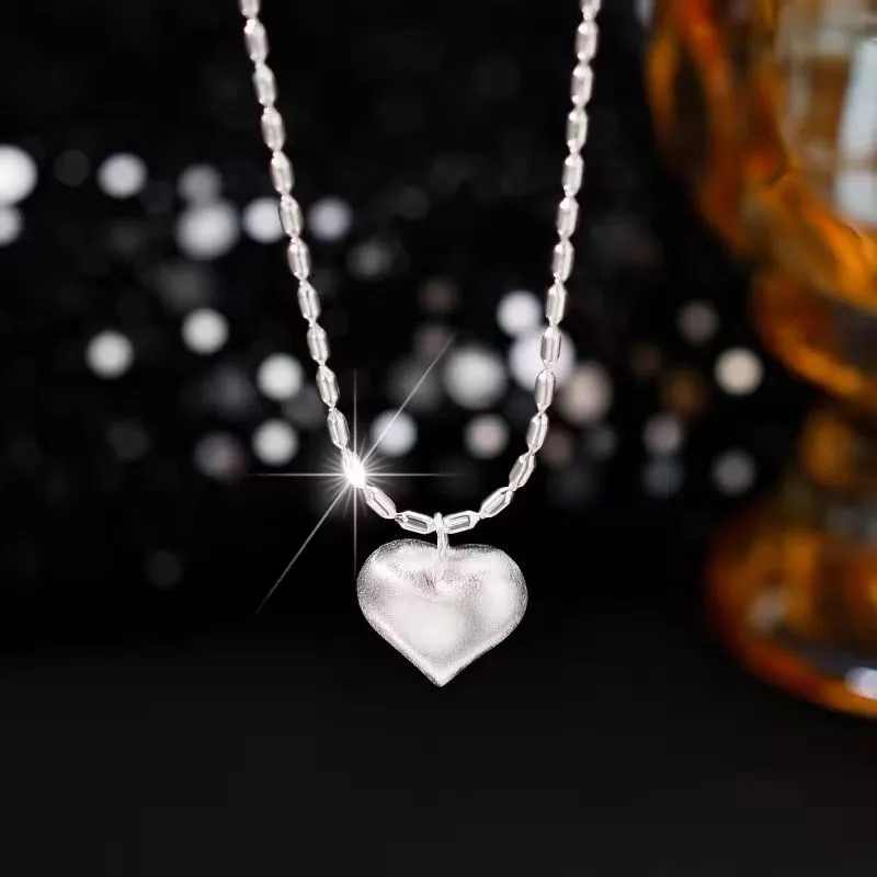 Sterling Silver Luxury Heart bean Necklaces