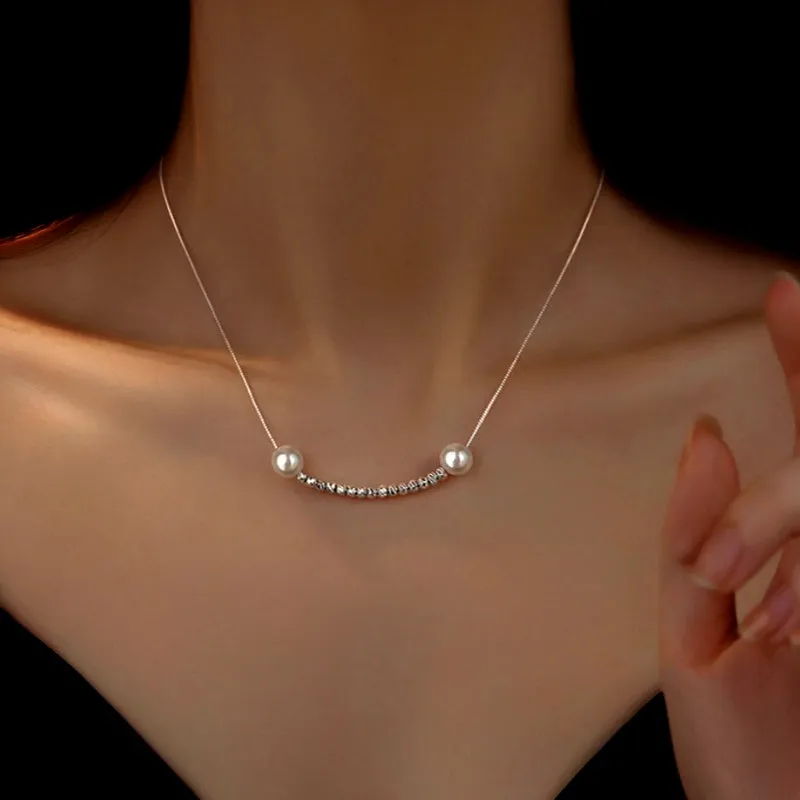 Sterling Silver Luxury Pearl Smile Necklaces