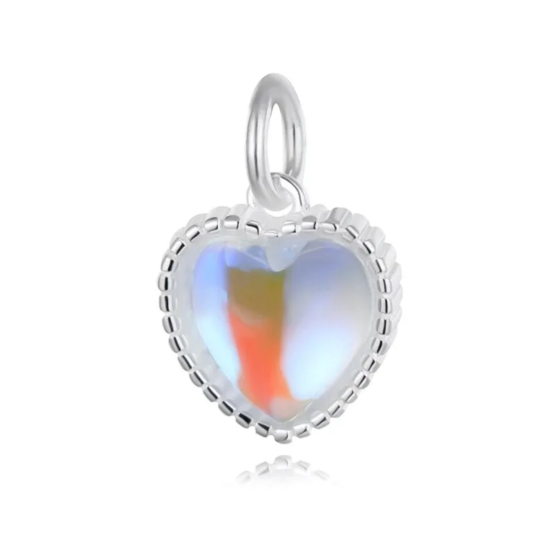 Sterling Silver Opal Heart Pendant