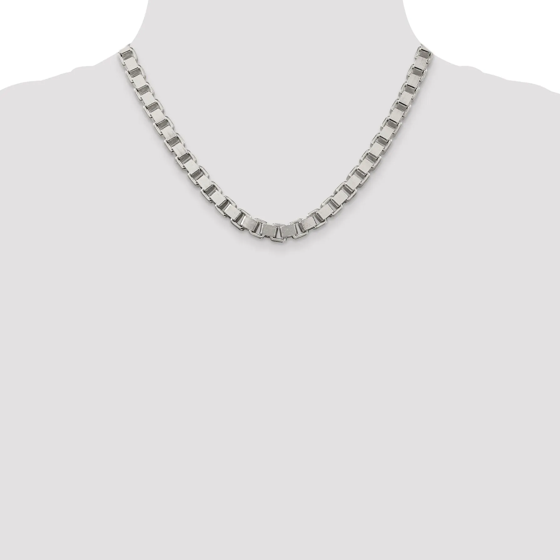 Sterling Silver Polish 7.00-mm Solid Box Chain