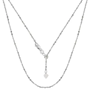 Sterling Silver Rhodium Plated Sliding Adjustable Piatto Chain, 22"