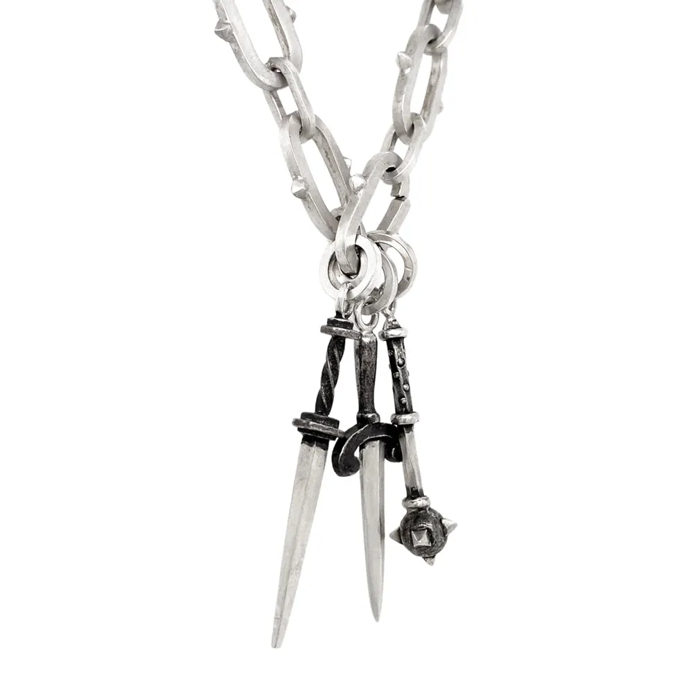 Sterling Silver Spiked Statement Chain - "Valor"