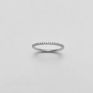 Sterling Silver Stacker Ring - Delicate CZ Studded