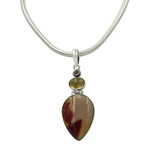 Sundari Classic design of Beautiful Mookaite statement Pendant accent with Citrine and Garnet stones