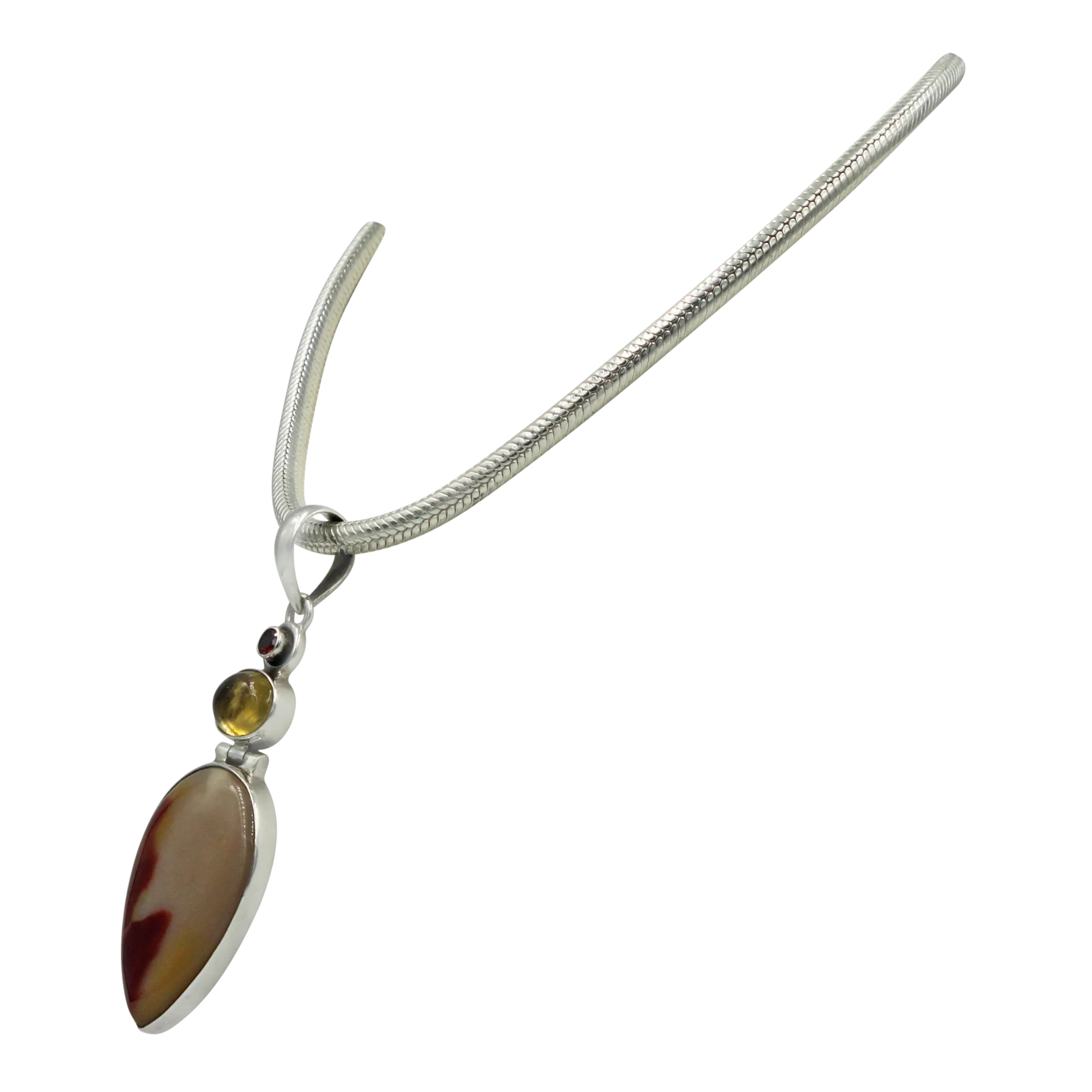 Sundari Classic design of Beautiful Mookaite statement Pendant accent with Citrine and Garnet stones