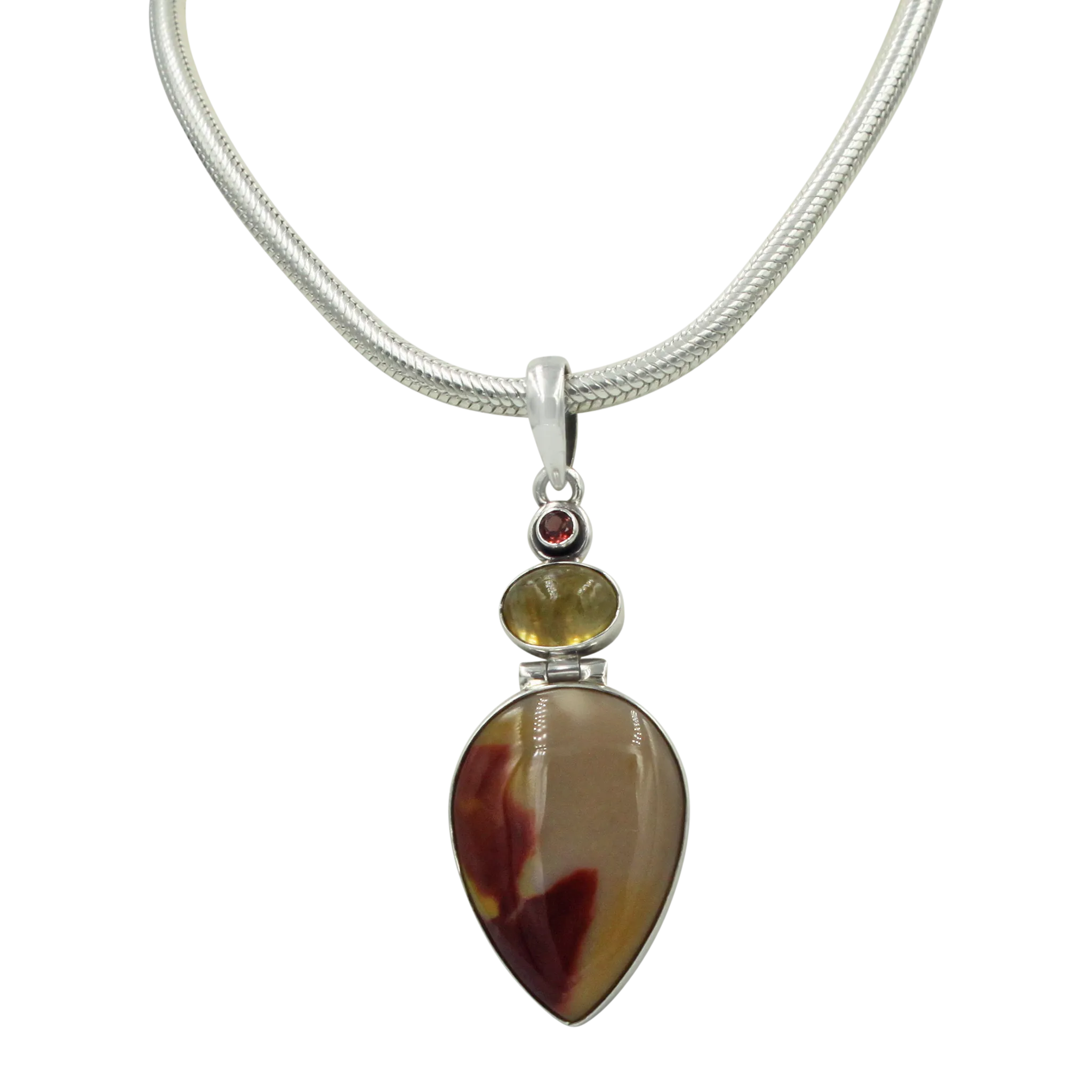 Sundari Classic design of Beautiful Mookaite statement Pendant accent with Citrine and Garnet stones