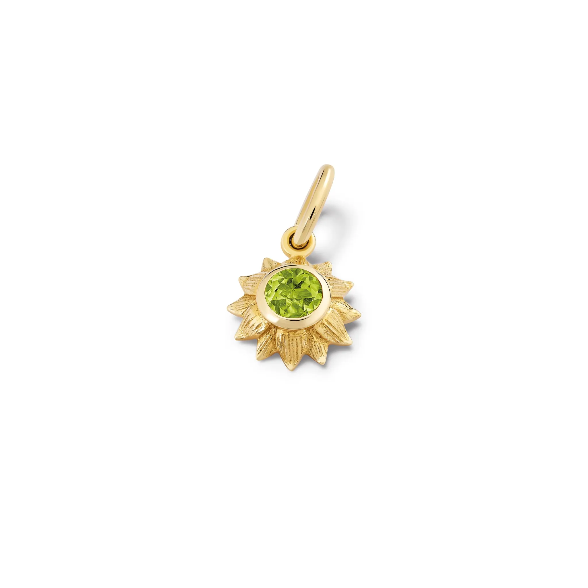 Sunflower Necklace Pendant Yellow Gold - Peridot